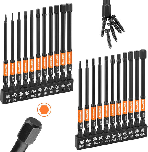 GRENPRO Allen Wrench Drill Bit Set front view showing 22 pieces inside the premium storage box.