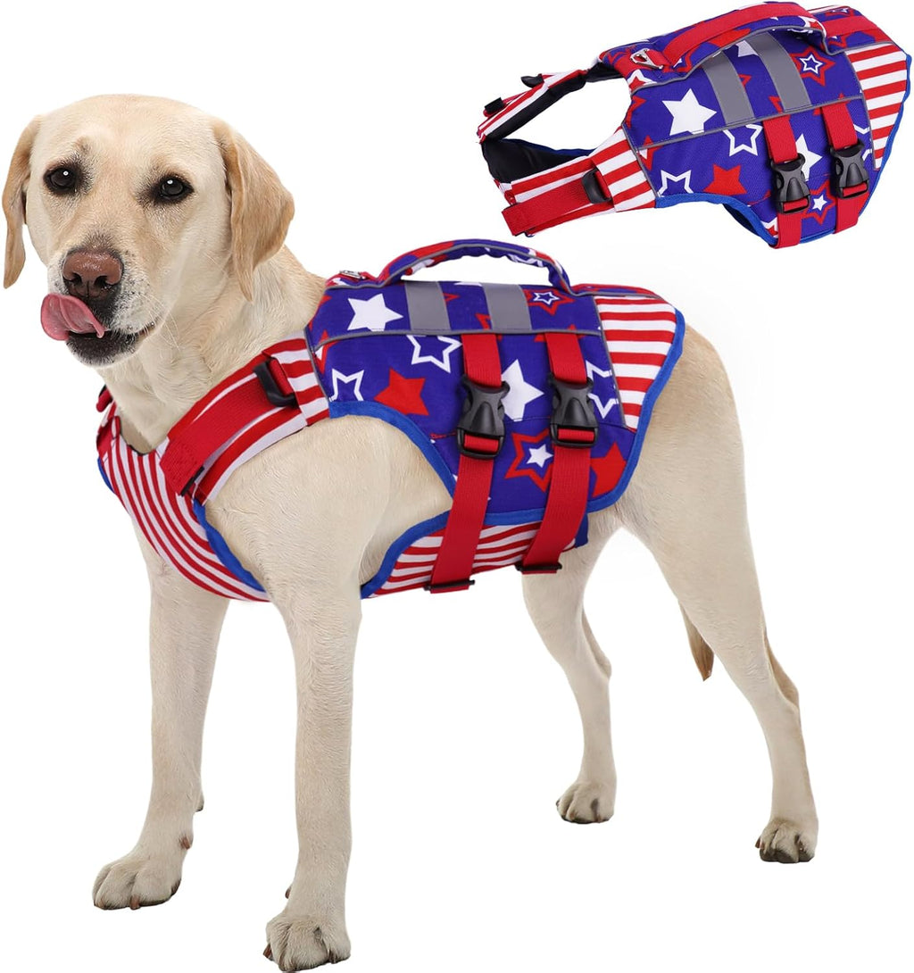 Kuoser Dog Life Jacket Large, High Flotation Puppy Safety Vest for Swimming Boating, Reflective Water Vest Pet Life Preserver with Rescue Handle, Orange L - Image 15