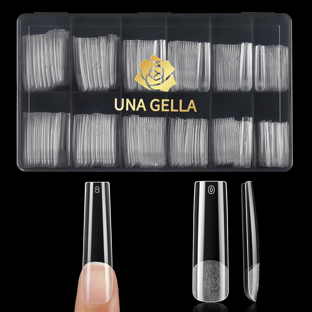 Una Gella extra long square nail tips front view product packaging