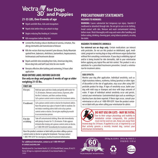 Topical flea and tick spot treatment for dogs 21 to 55 pounds