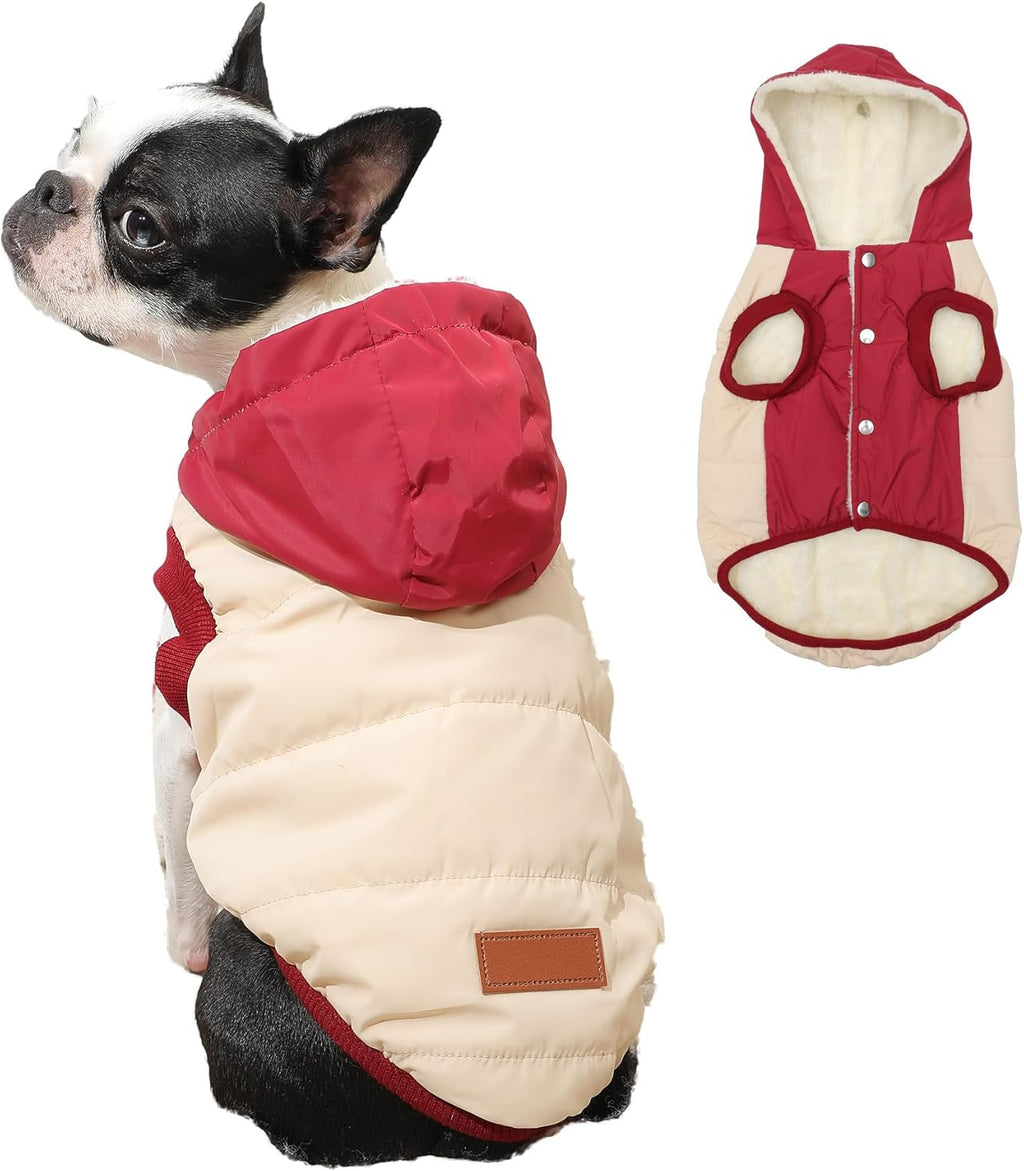 Vecomfy Fleece Lining Extra Warm Dog Hoodie in Winter,Small Dog Jacket Puppy Coats with Hooded,Red S - Image 12