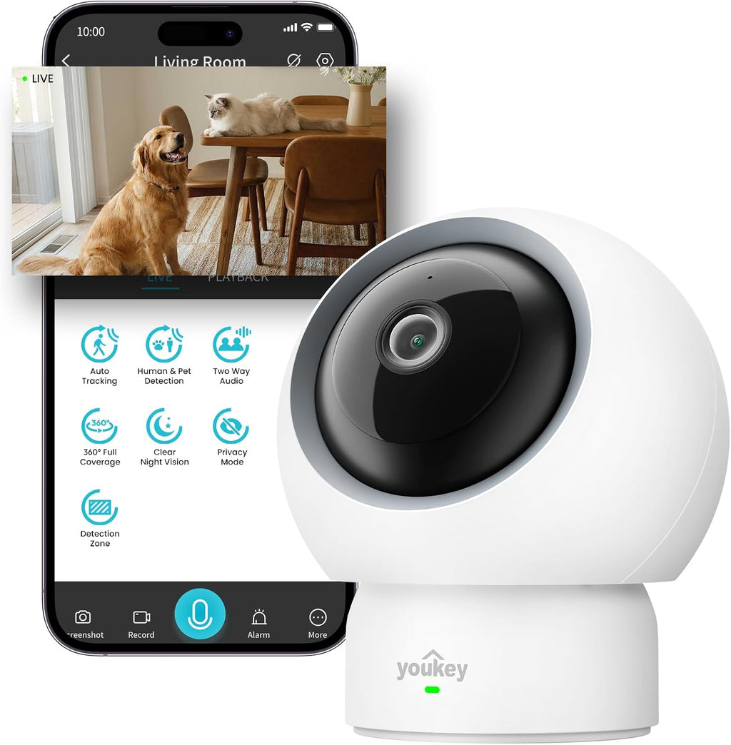 Youkey P310 white indoor pet security camera front view