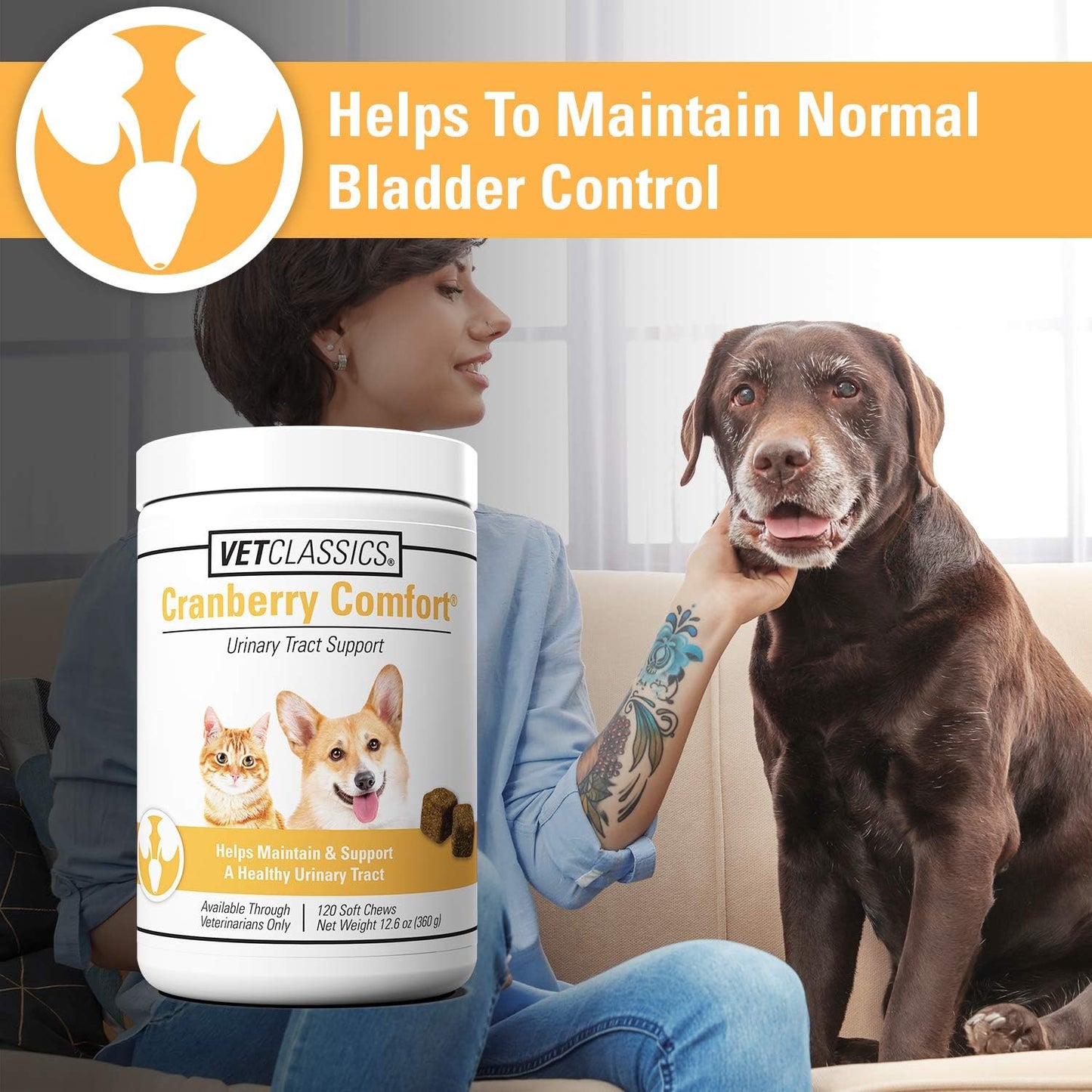 Side view of Vet Classics Cranberry Comfort urinary tract health soft chews for cats and dogs
