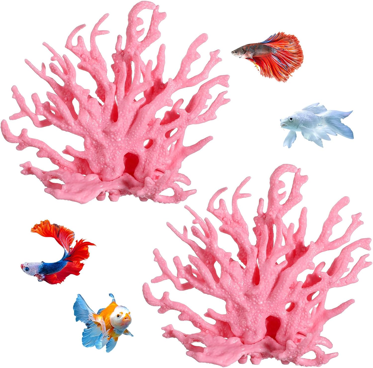Bruislard artificial coral reef decor pink front view for fish tank setups