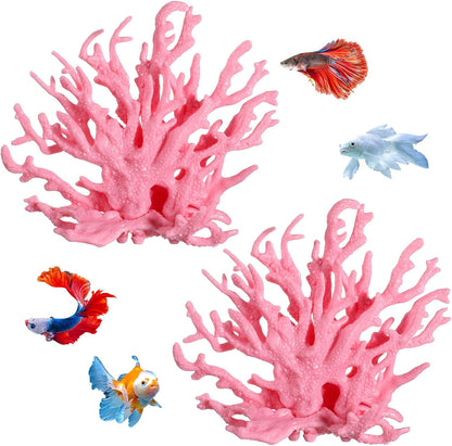 Bruislard artificial coral reef decor pink front view for fish tank setups