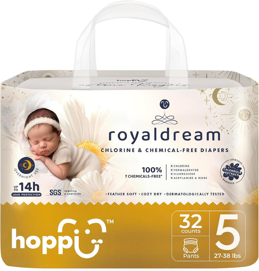 Hoppi Potty Training Pants Size 5 front pack view showcasing the disposable toddler pull up design.