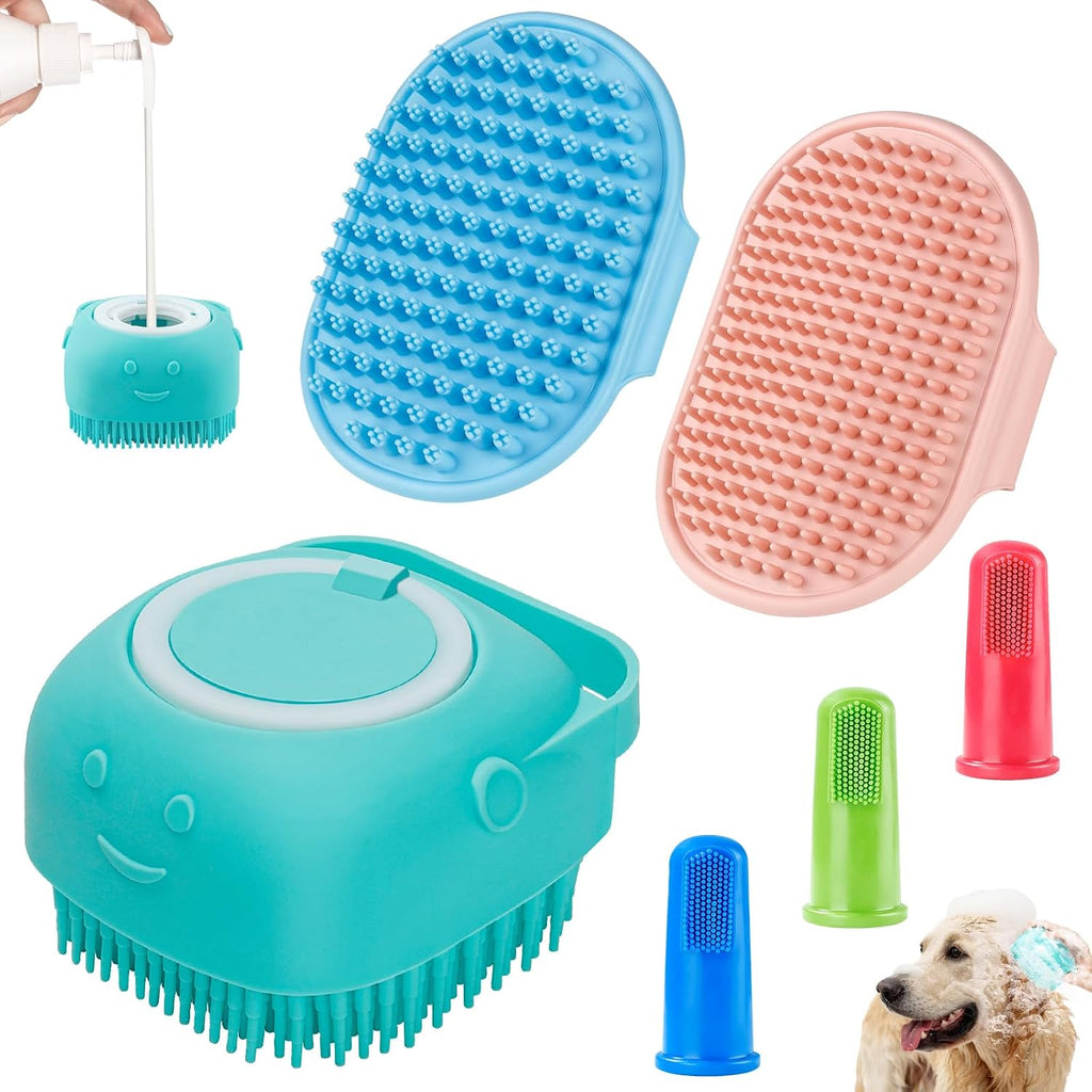 Comotech 6PCS Dog Bath Brush & Dog Toothbrush | Adjustable Handle Shampoo Brush & Scrubber for Short & Long Haired Dogs & Cats | Effectively Solve Odor & Stain Removal Problems (Blue Blue Blue.) - Image 11