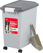 IRIS USA Dog Food Storage Container with Wheels, Airtight Lid, 2-Cup Scoop, Up to 40 Pounds Pet Food Storage, Built in Scoop Storage in Lid, Versatile Pet Food Bin, Portable, BPA Free, Gray/Dark Gray - Image 10