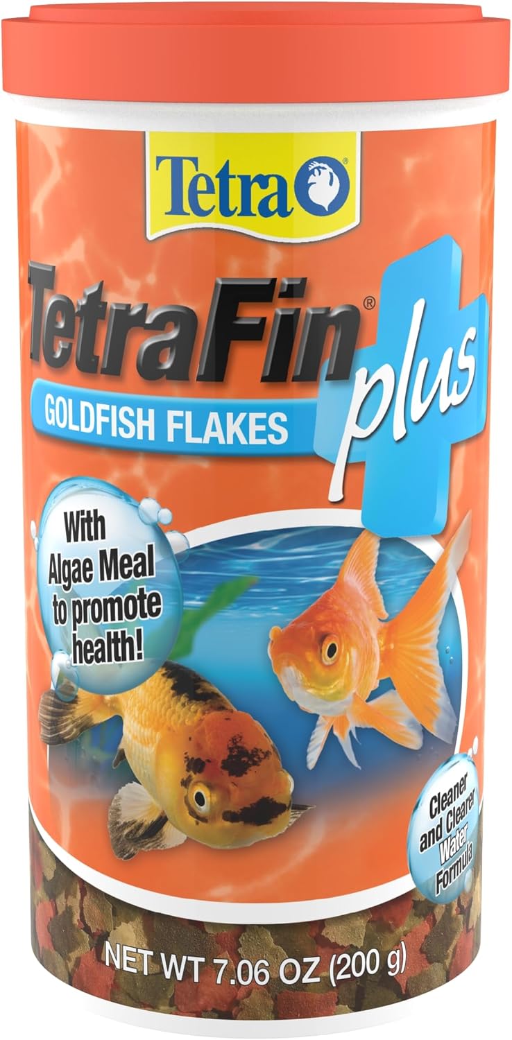 Tetra TetraFin Plus Goldfish Flakes 7.06 Ounce front view container premium fish food