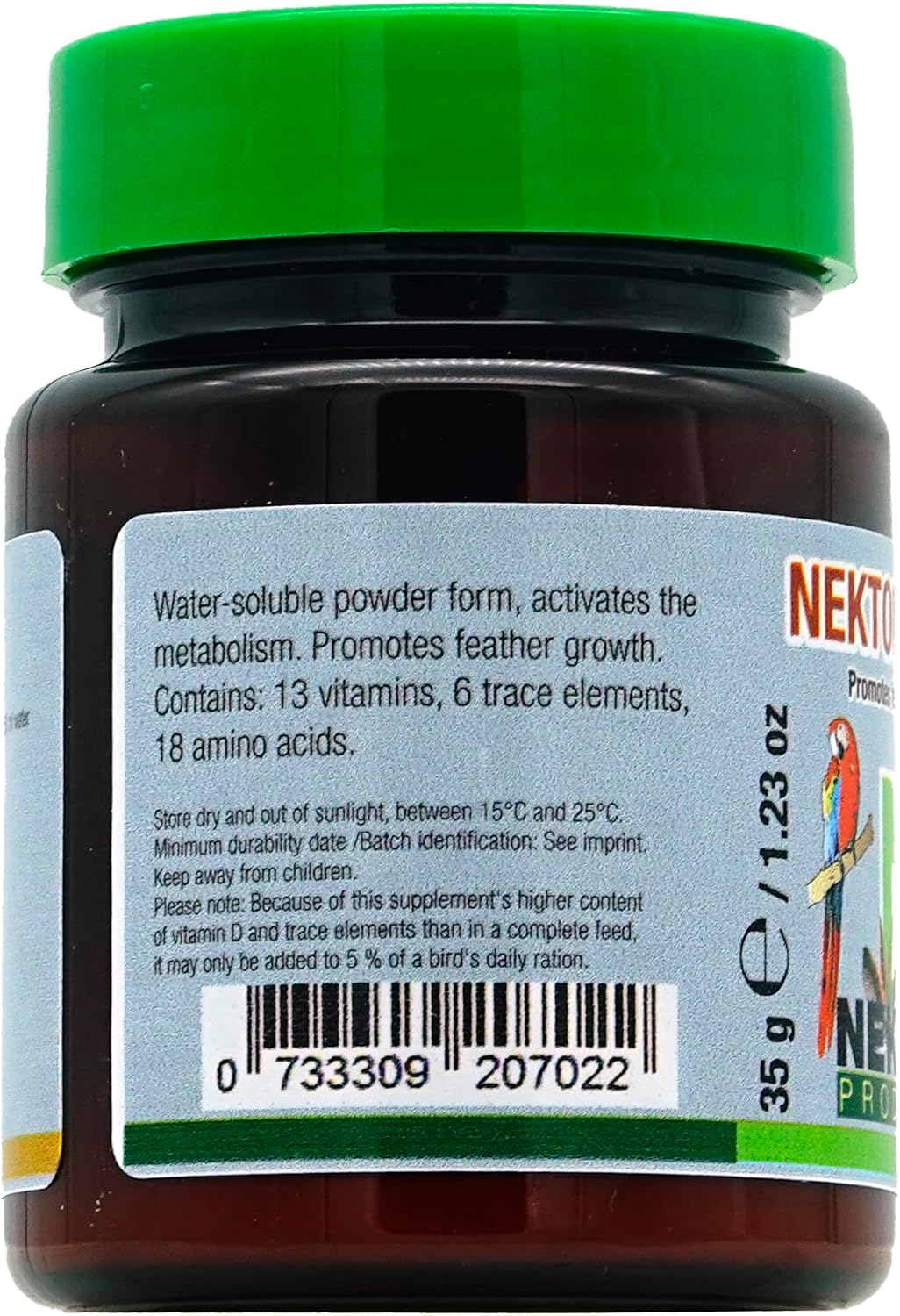 Close up of Nekton Bio bird supplement measuring spoon