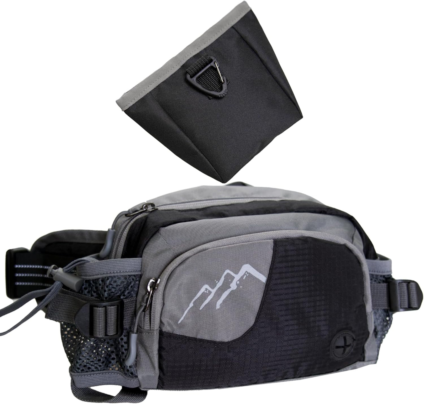 Dog Walking Fanny Pack with Removable Treat Pouch & 2 Retractable 300ml Water Bottle Holders, No Spill Magenetic Clasp - Hands-Free Pouches Training Waist Bag for Dog Owners, Poop Bag Dispenser - Image 1