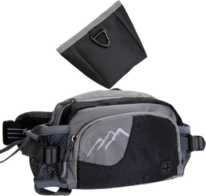Dog Walking Fanny Pack with Removable Treat Pouch & 2 Retractable 300ml Water Bottle Holders, No Spill Magenetic Clasp - Hands-Free Pouches Training Waist Bag for Dog Owners, Poop Bag Dispenser - Image 1
