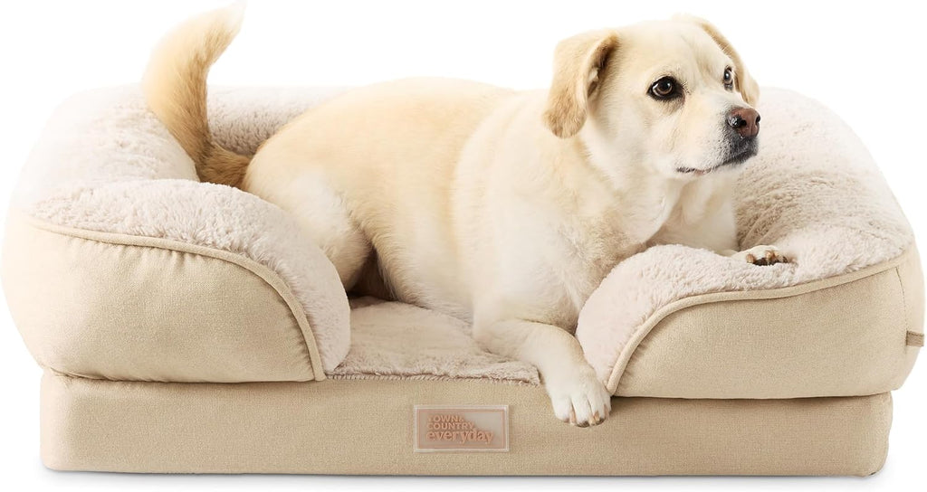 Town & Country Everyday CuddleTown Comfy Solid Bolster Sofa Pet Bed, Supportive & Calming Egg Crate Foam, Non-Slip Bottom, Machine Washable Cover, Grey, Large 35"x25"x8" - Image 11