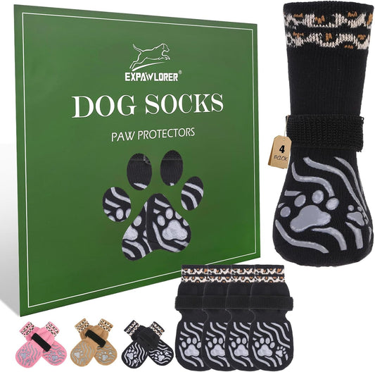 Expawlorer dog socks black extra large front view for paw protection