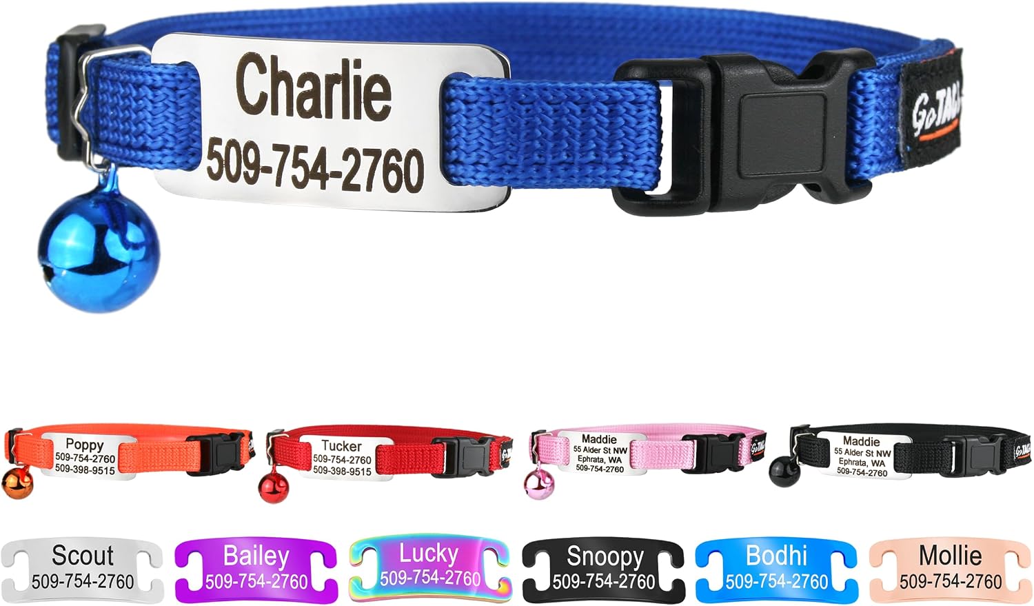 GoTags Personalized Cat Collars with Tag, Engraved Custom Cat Collar with Name and Phone, Breakaway Collar with Safety Buckle and Bell, Adjustable for Cats and Kitten (Pink with Nameplate) - Image 12