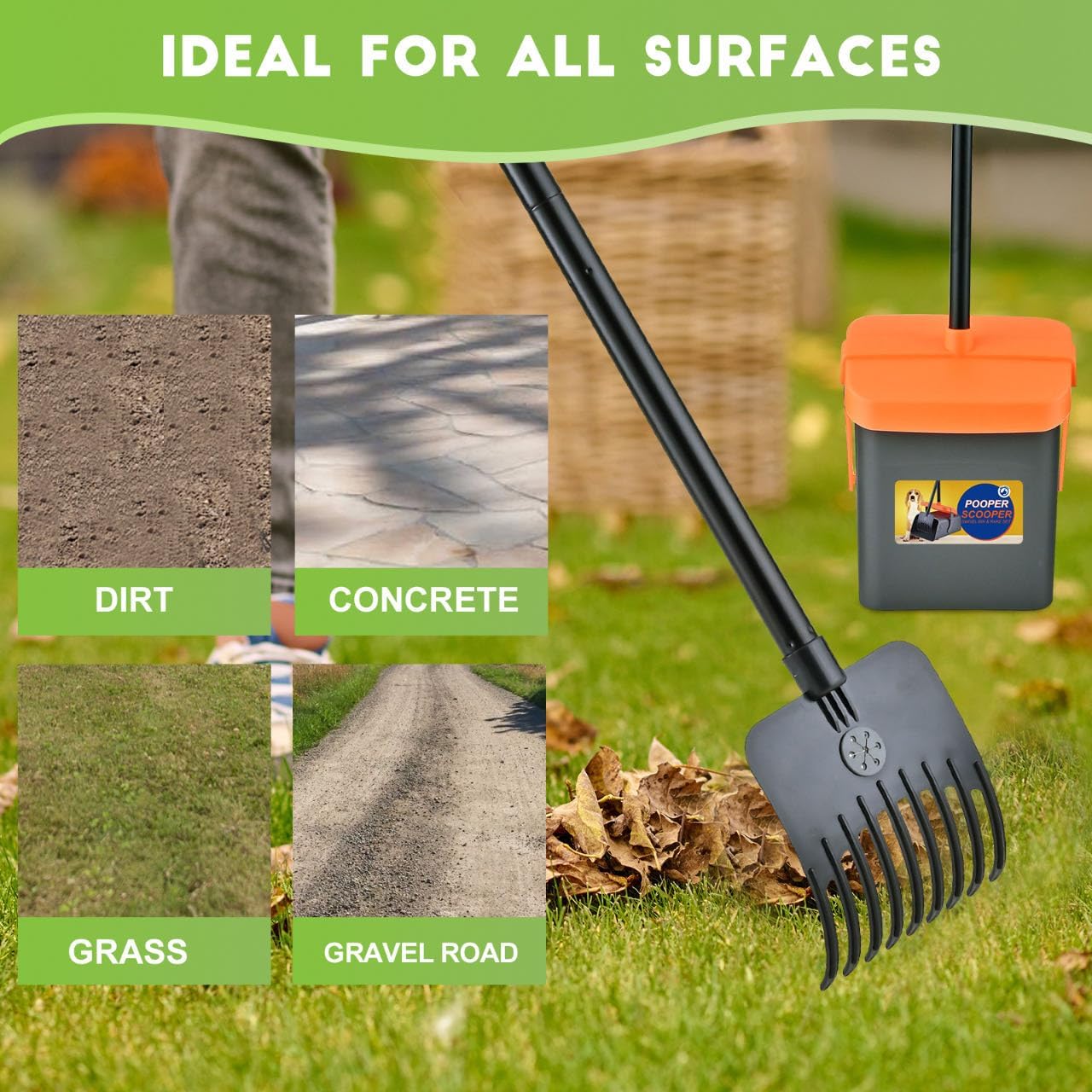 Ilongood non breakable dog scooper set components laid out flat before quick outdoor assembly.
