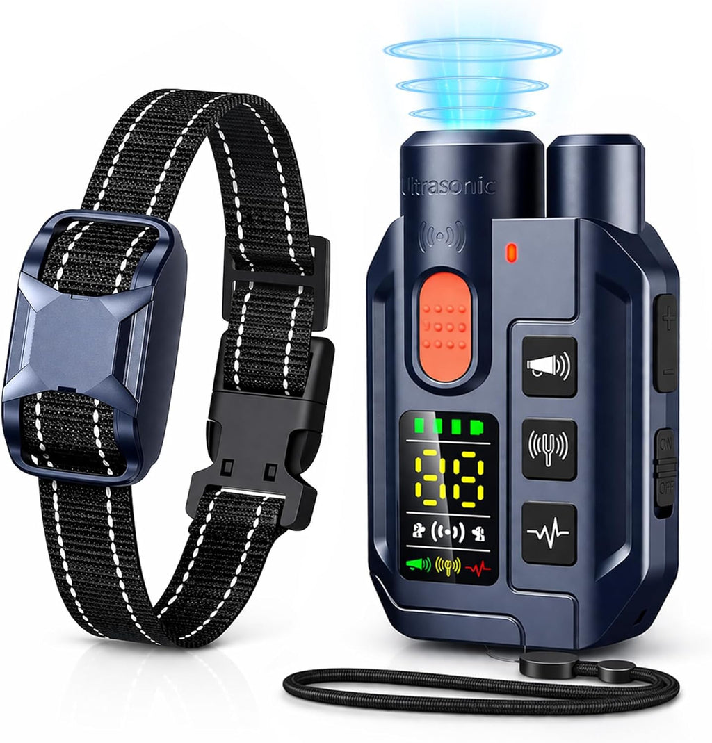 Pupkids dog shock collar with blue remote control front view
