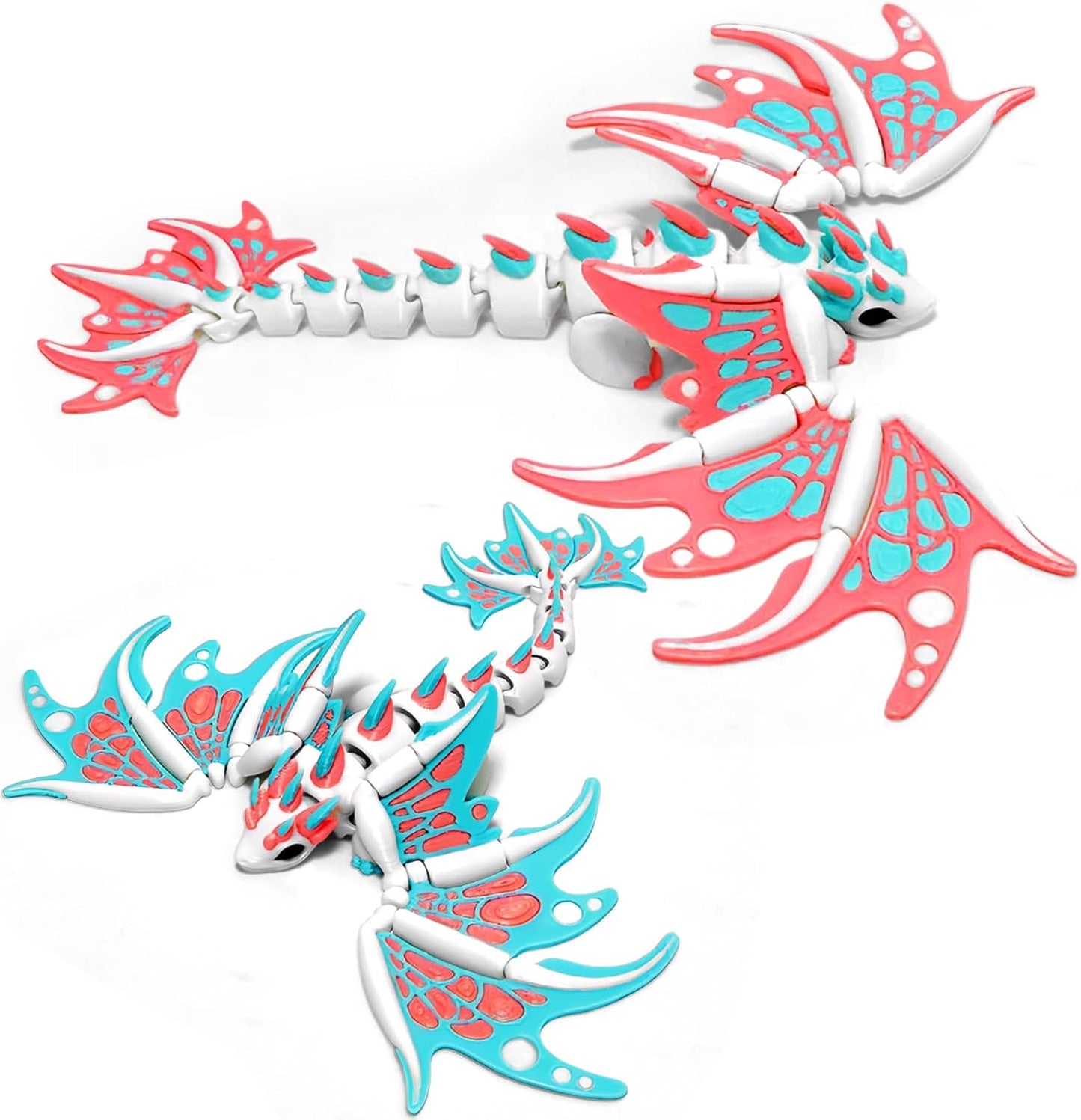 AQXYTK 2 pieces 3D printed articulated dragon set front view