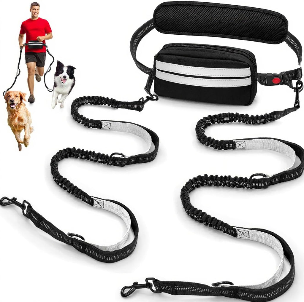 Godyoy hands free double dog leash front view premium pet walking gear