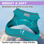 Adjustable kitten safety harness with 360 degree reflective trim for low light night walking visibility.