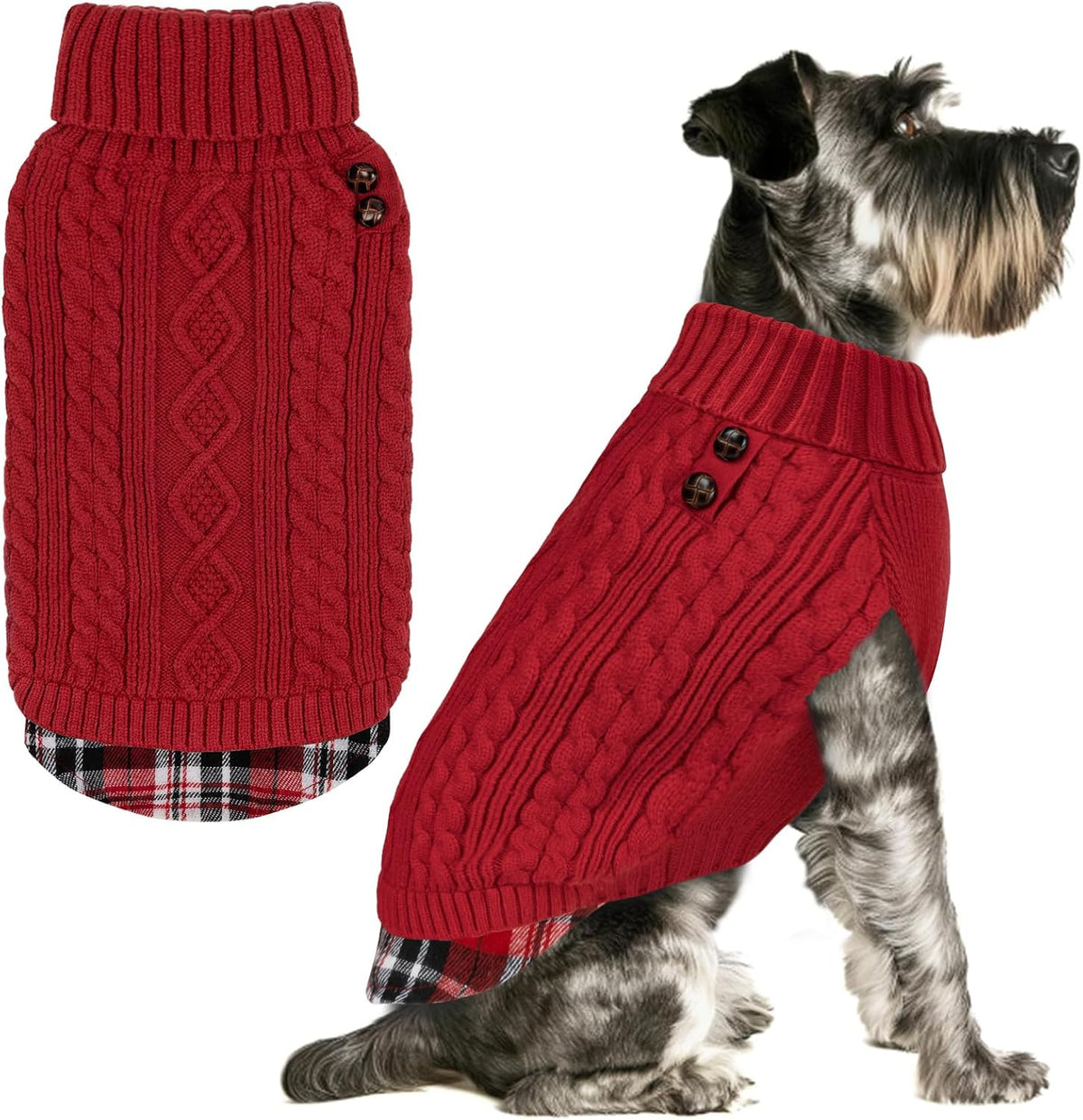 KYEESE Dog Sweater Soft Pullover Dog Sweaters for Small Dogs Male Warm Turtleneck Small Dogs Sweater with Gingham Patchwork Stretchy Knitwear Cat Clothes Comfy Pet Coat for Fall Winter Cold Weather - Image 15