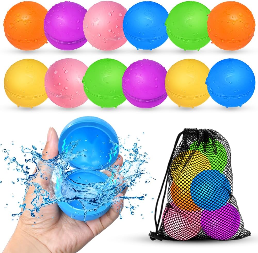 Smirodi reusable water balloons twelve piece front view showcasing bright colors