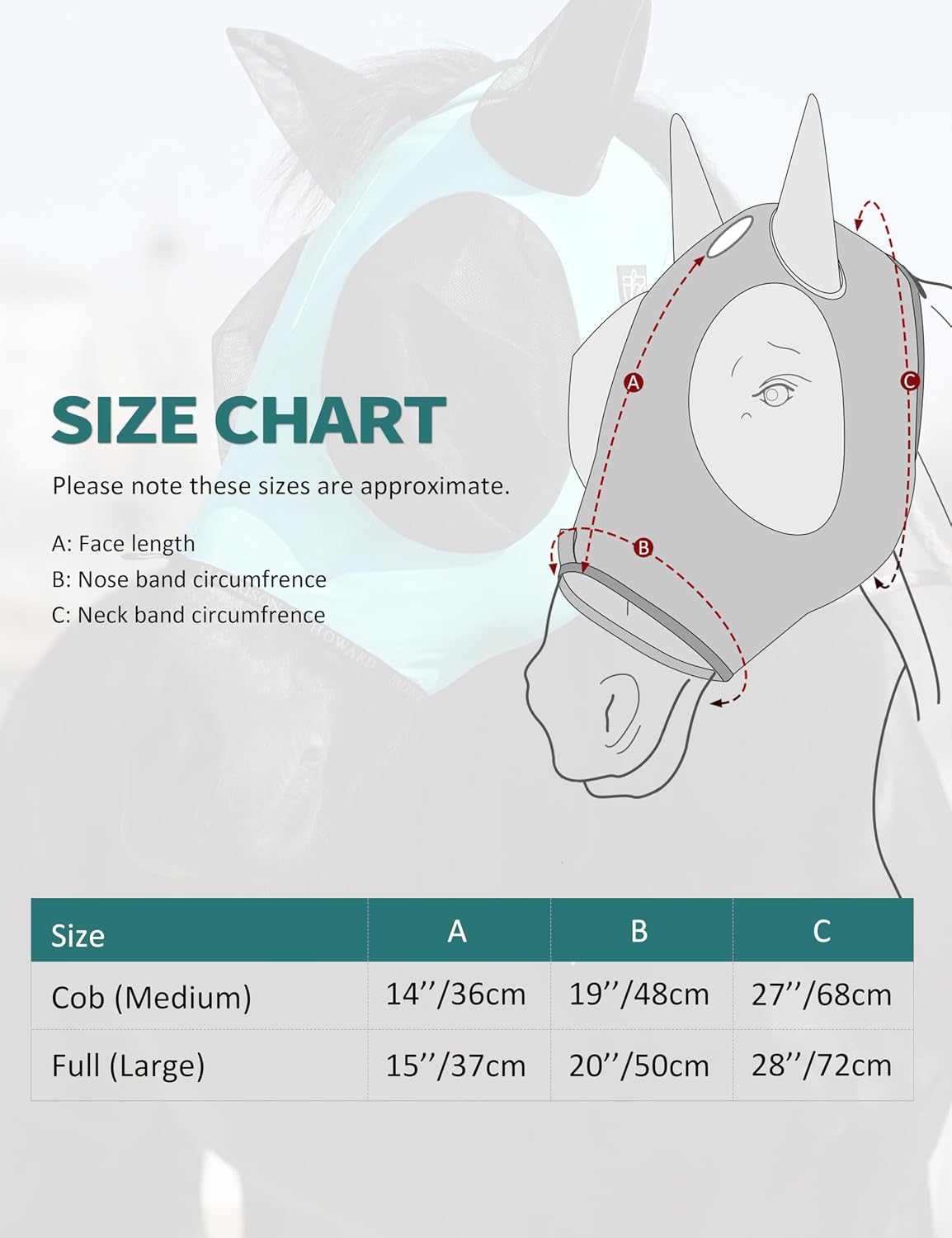 Medium size Harrison Howard fly mask on horse model
