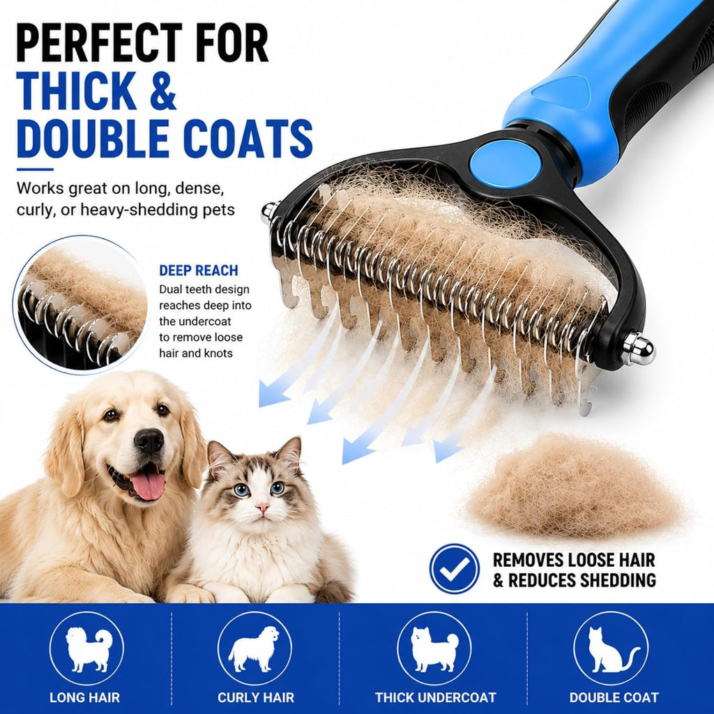 Baktas pet grooming tool demonstrating safe rounded teeth edges