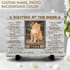 Kilyhome custom pet grave marker plaque mounted securely on its two piece black display stand
