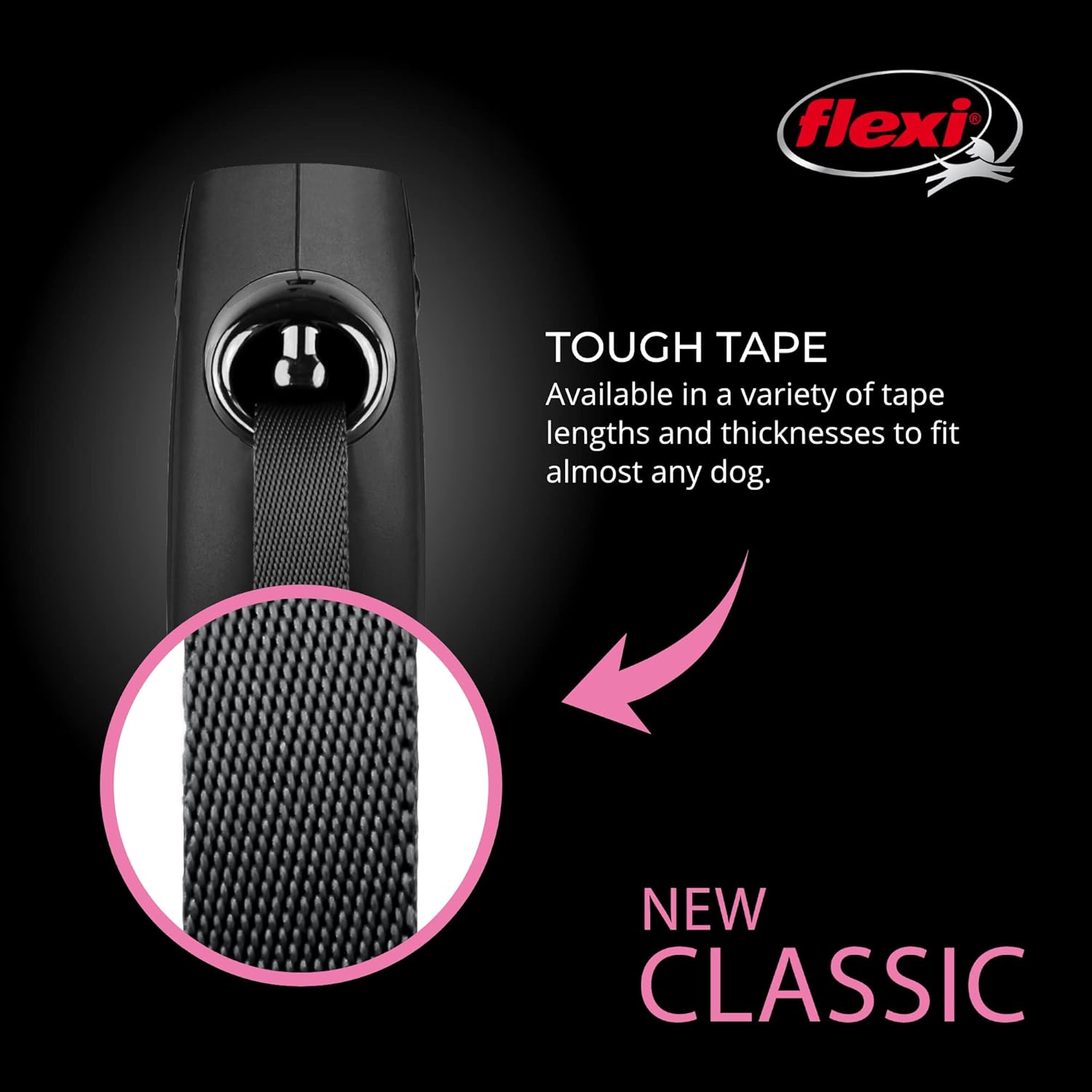 Flexi retractable leash chrome snap hook detail
