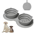 BaiKevin premium silicone collapsible double dog bowl front view for travel feeding