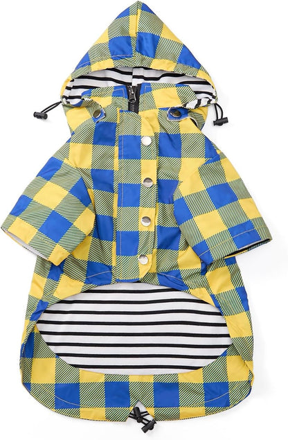 Dog Zip Up Raincoat with Reflective Buttons, Rain/Water Resistant, Adjustable Drawstring, Removable Hood, Raincoats with Legs 8lbs to 80lbs Available - Yellow - Medium - Image 9