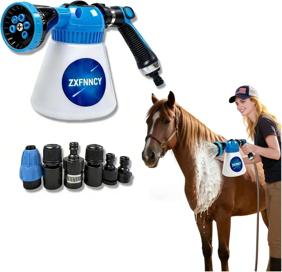 ZXFNNCY 2-in-1 foam sprayer and water gun front view