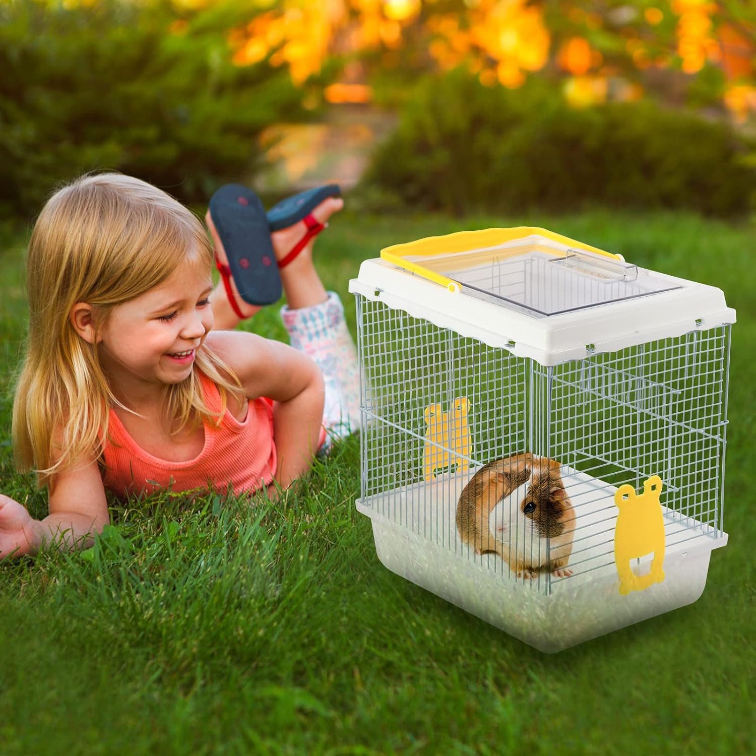 Hamster Travel Portable Carrier Cage Small Animal Carry Case with Water Bottle&foodbowl& for Dwarf Hamster,Ferrets,Hedgehog,Chinchilla(White) - Image 5