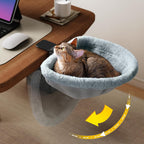 Junspow cat desk bed attached to office table front view