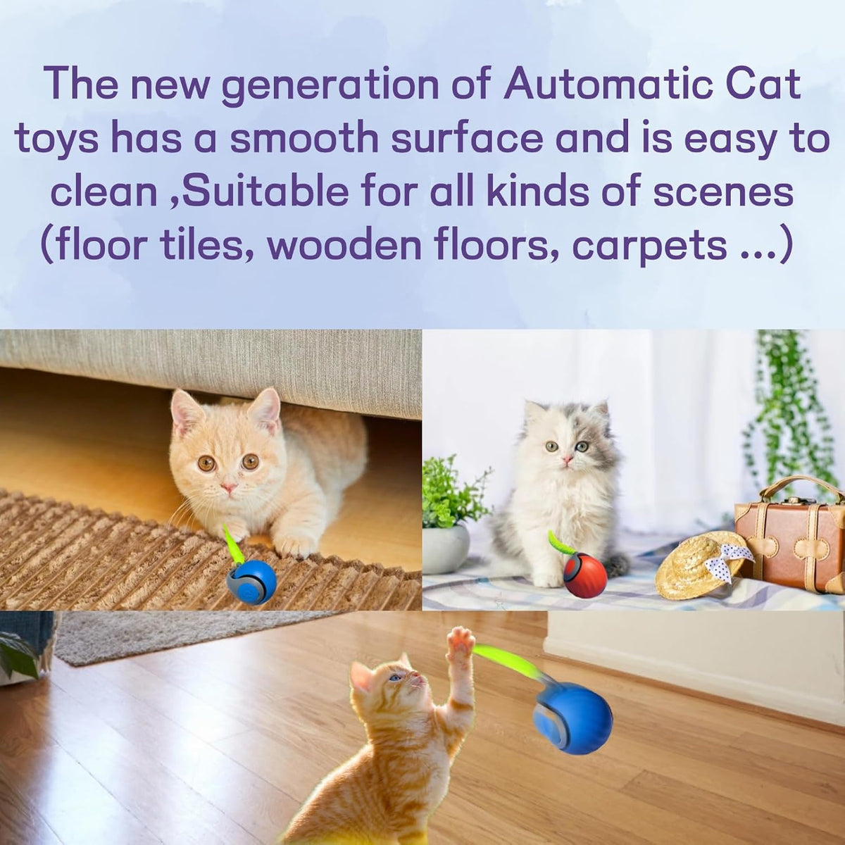 Rechargeable cat exercise toy ball on floor