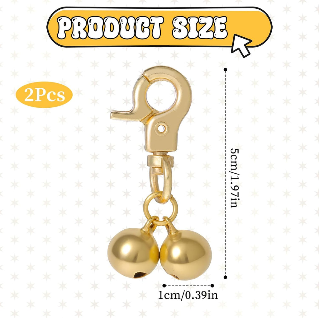 Two pack stainless steel pet collar charms in premium gold finish displayed flat.