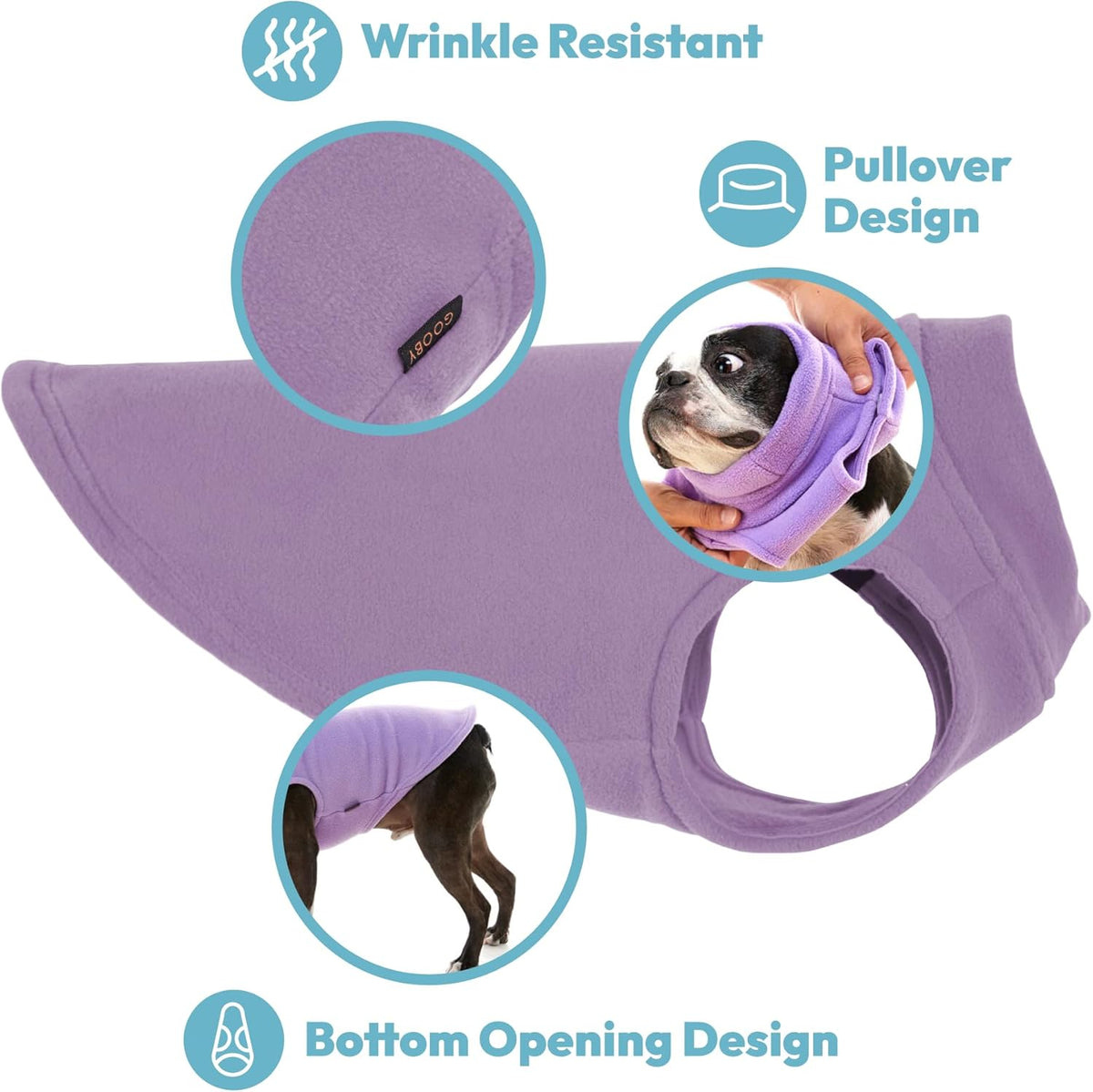 Premium stretchable cold weather pet jacket by Gooby in medium size.
