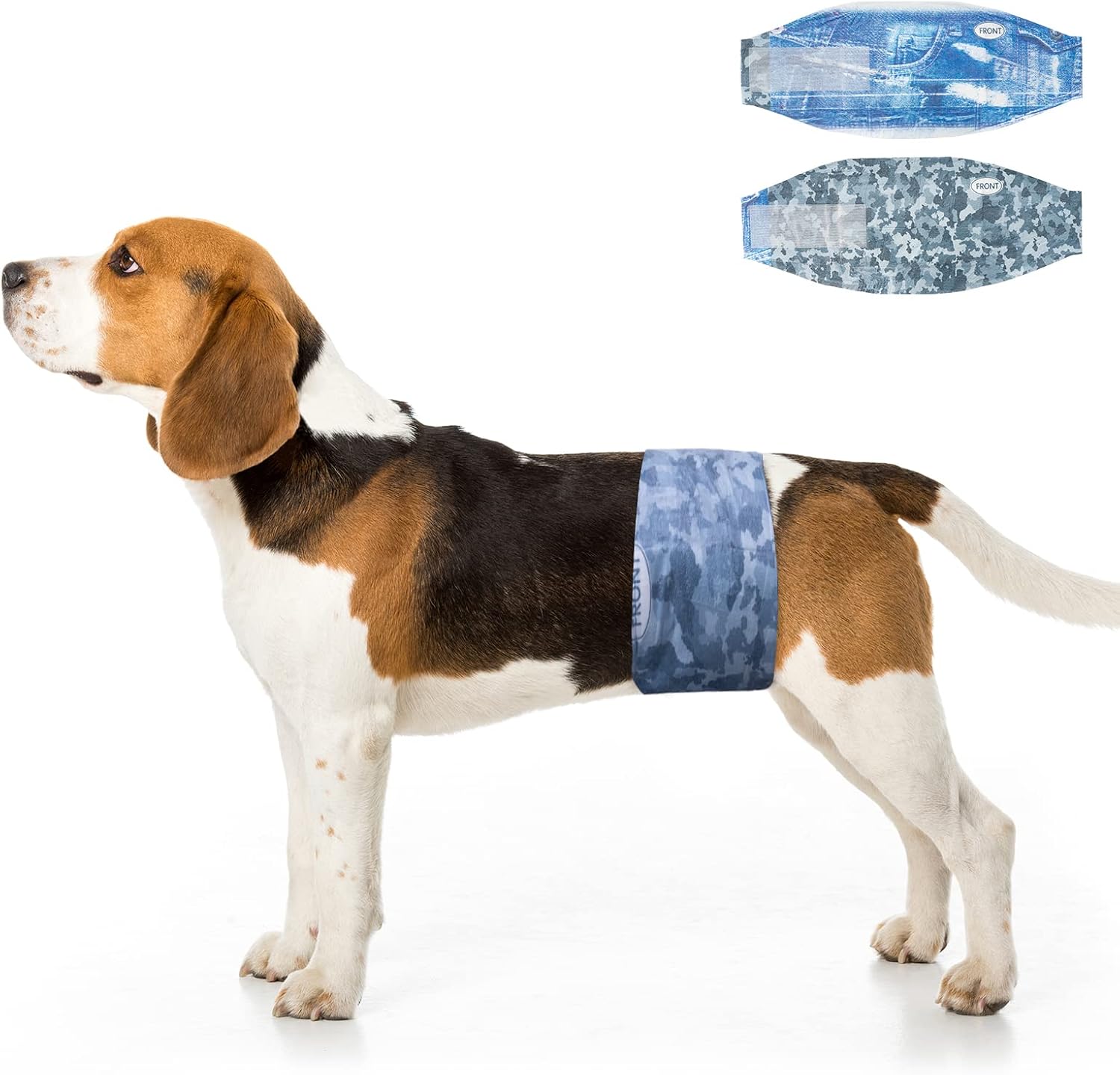 Full pack of forty eight count Dono disposable male dog diapers for incontinence protection
