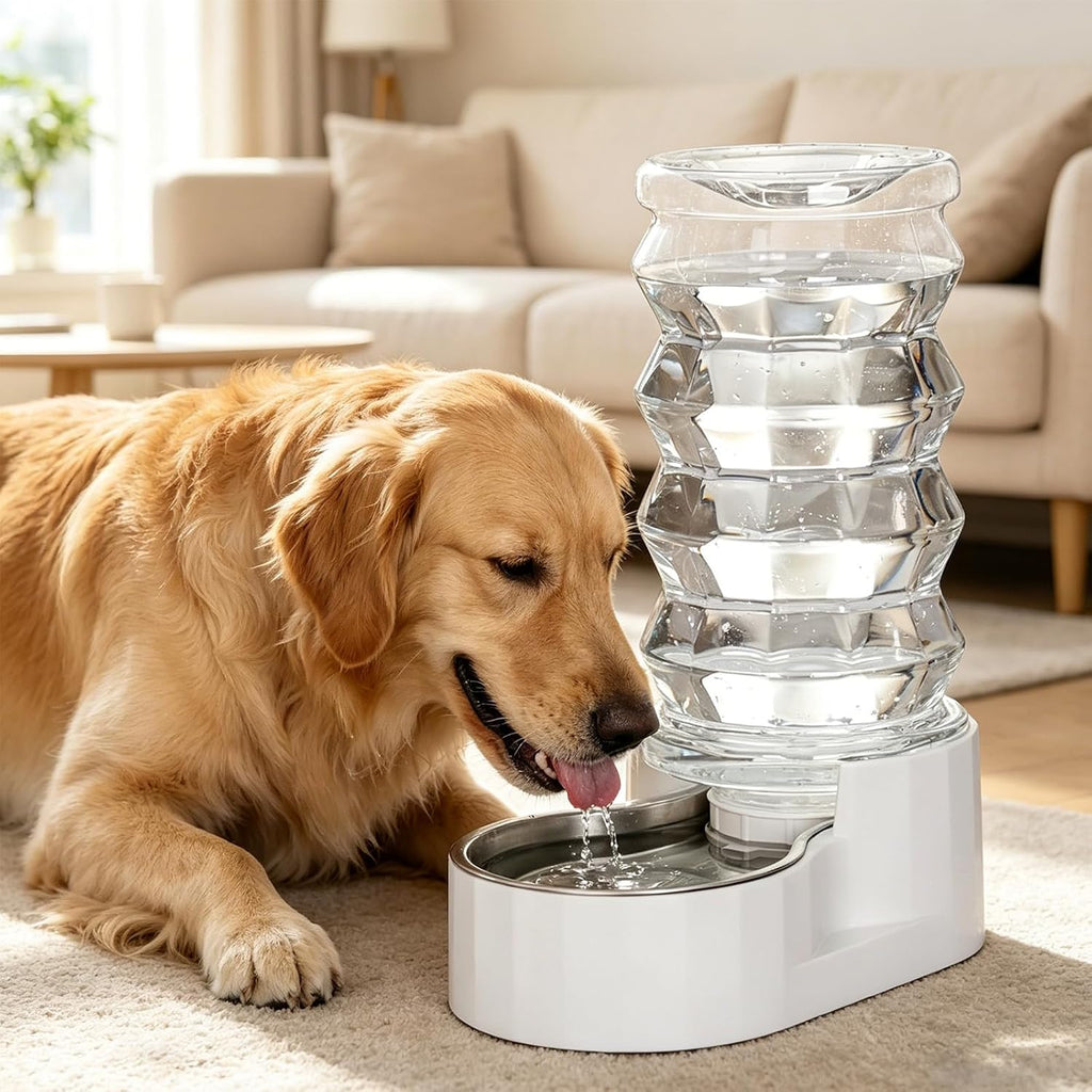RIZZARI food-grade stainless steel automatic refilling pet drinking bowl close up view