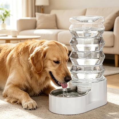 RIZZARI food-grade stainless steel automatic refilling pet drinking bowl close up view