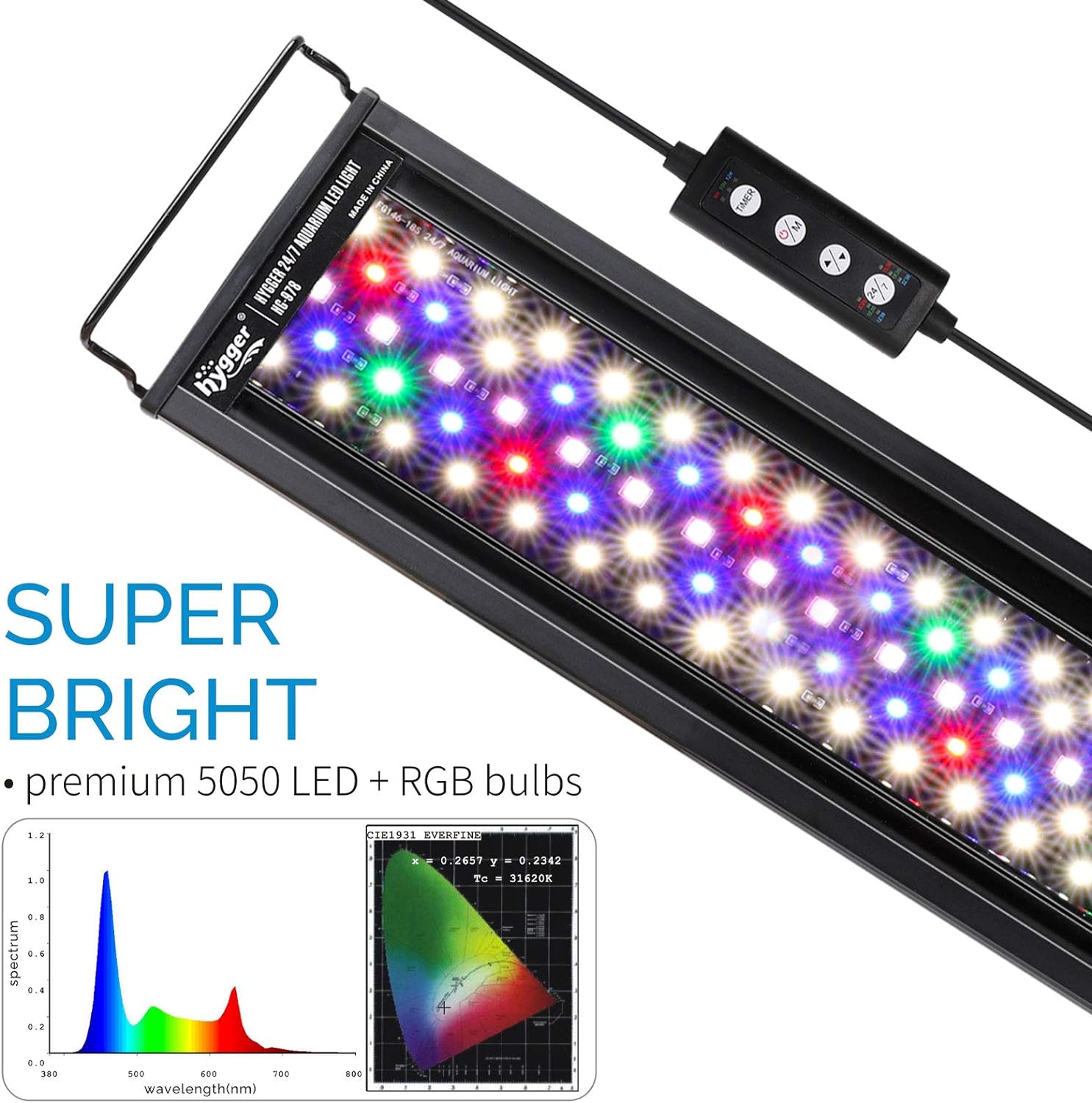 Hygger RGB full spectrum LED light intensity control