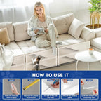 Side by side comparison of unprotected versus protected sofa fabric