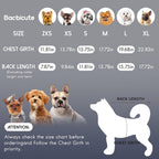 Size chart guide for Baobicute dog clothing