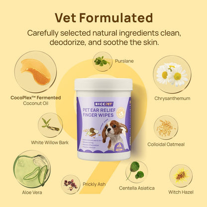 Package ingredients label for Hicc Pet ear wipes
