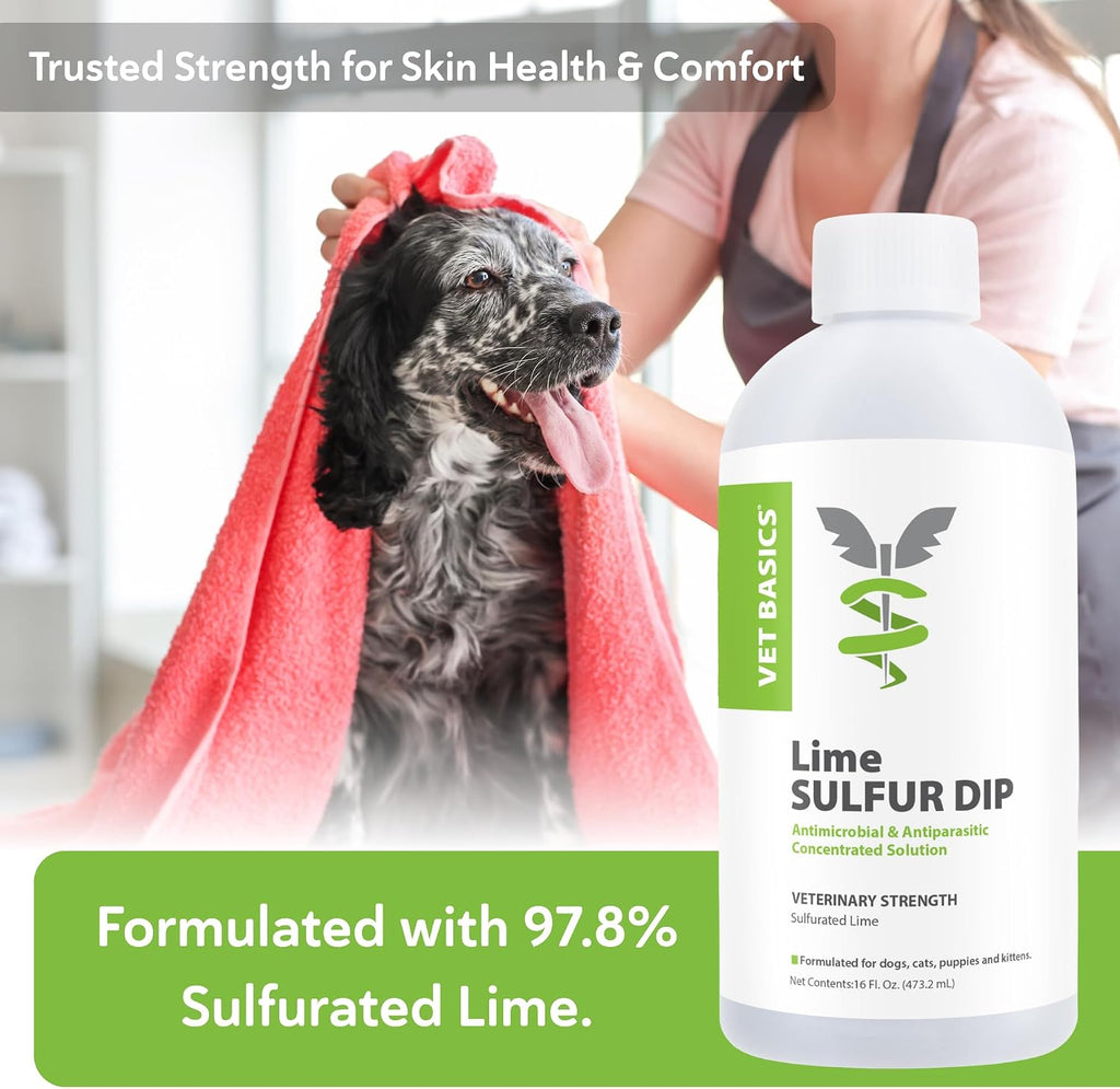 Veterinary strength antimicrobial lime sulfur dip bottle for dogs and cats
