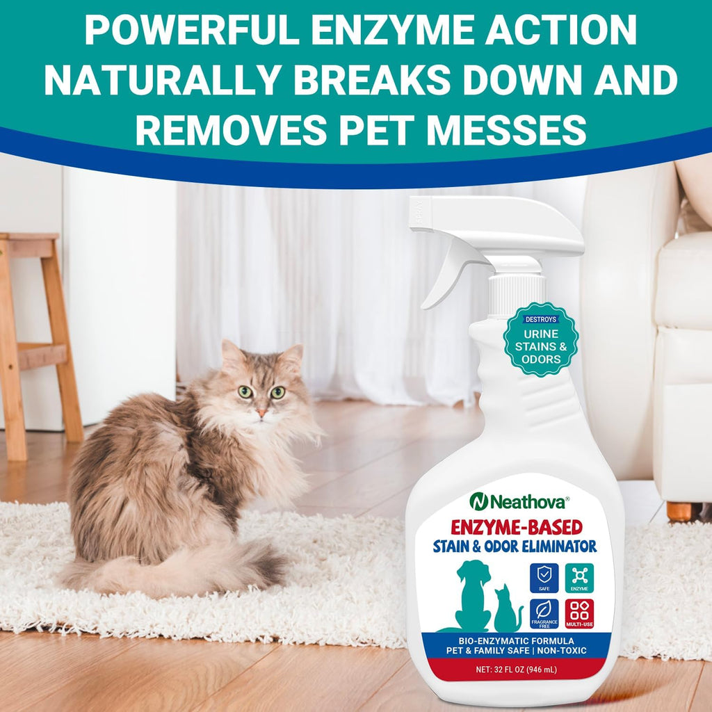 Non toxic pet odor eliminator safe for home family use.