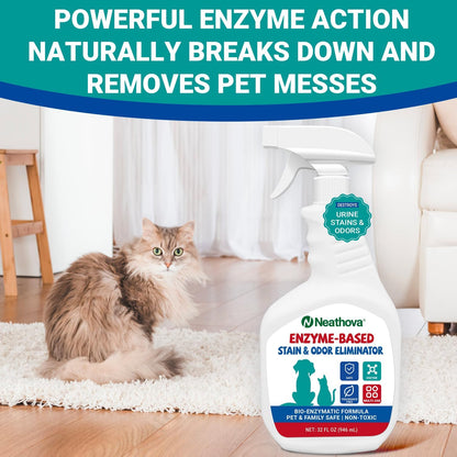 Non toxic pet odor eliminator safe for home family use.
