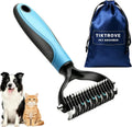 Sodknow Tiktrove pet groomer comb front view showing the blue and black ergonomic handle.