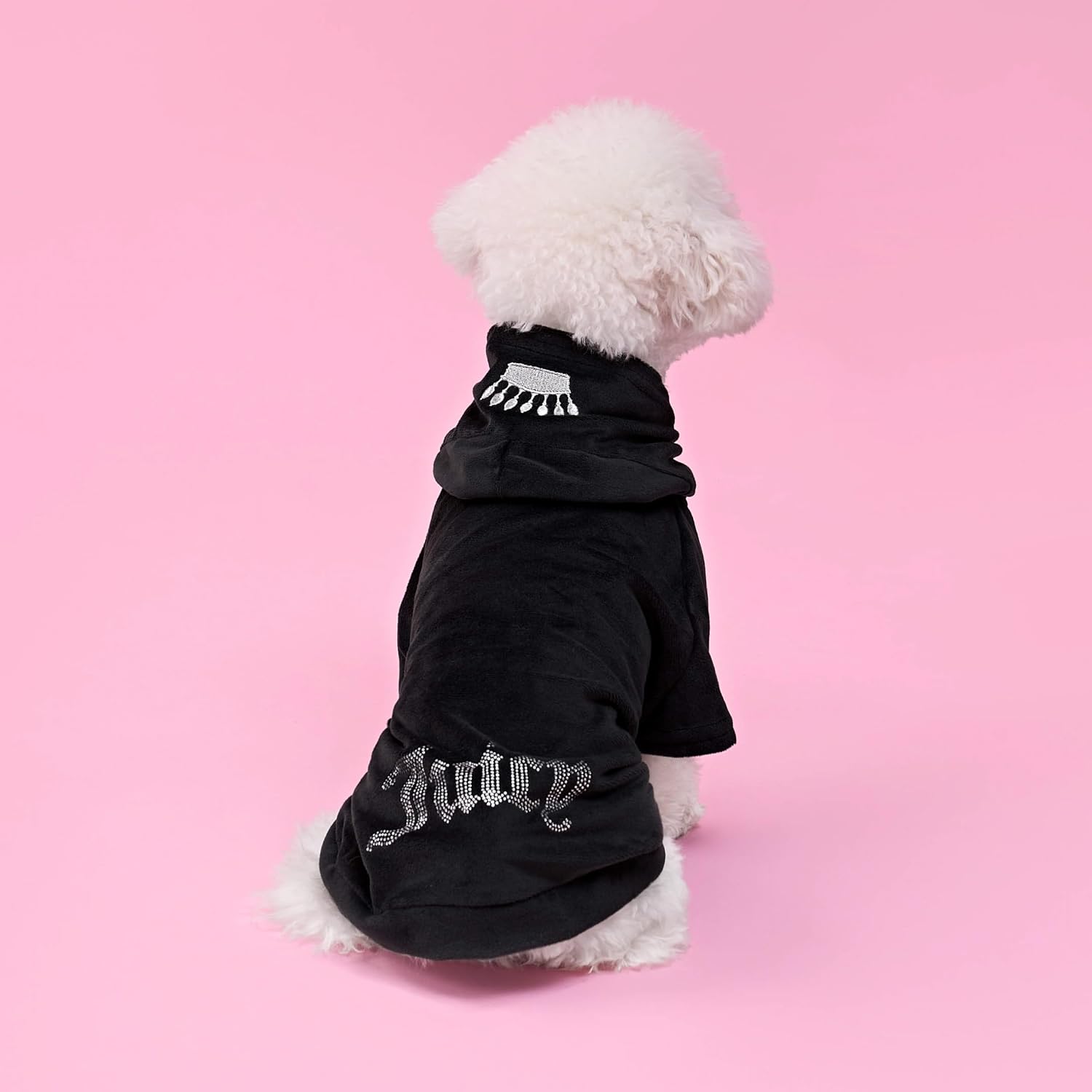 Juicy Couture Bling Velour Pet Hoodie - Pink - XS/S (2-7 lbs.) - Pet Hoodies for Small Dogs or Cats - Image 10